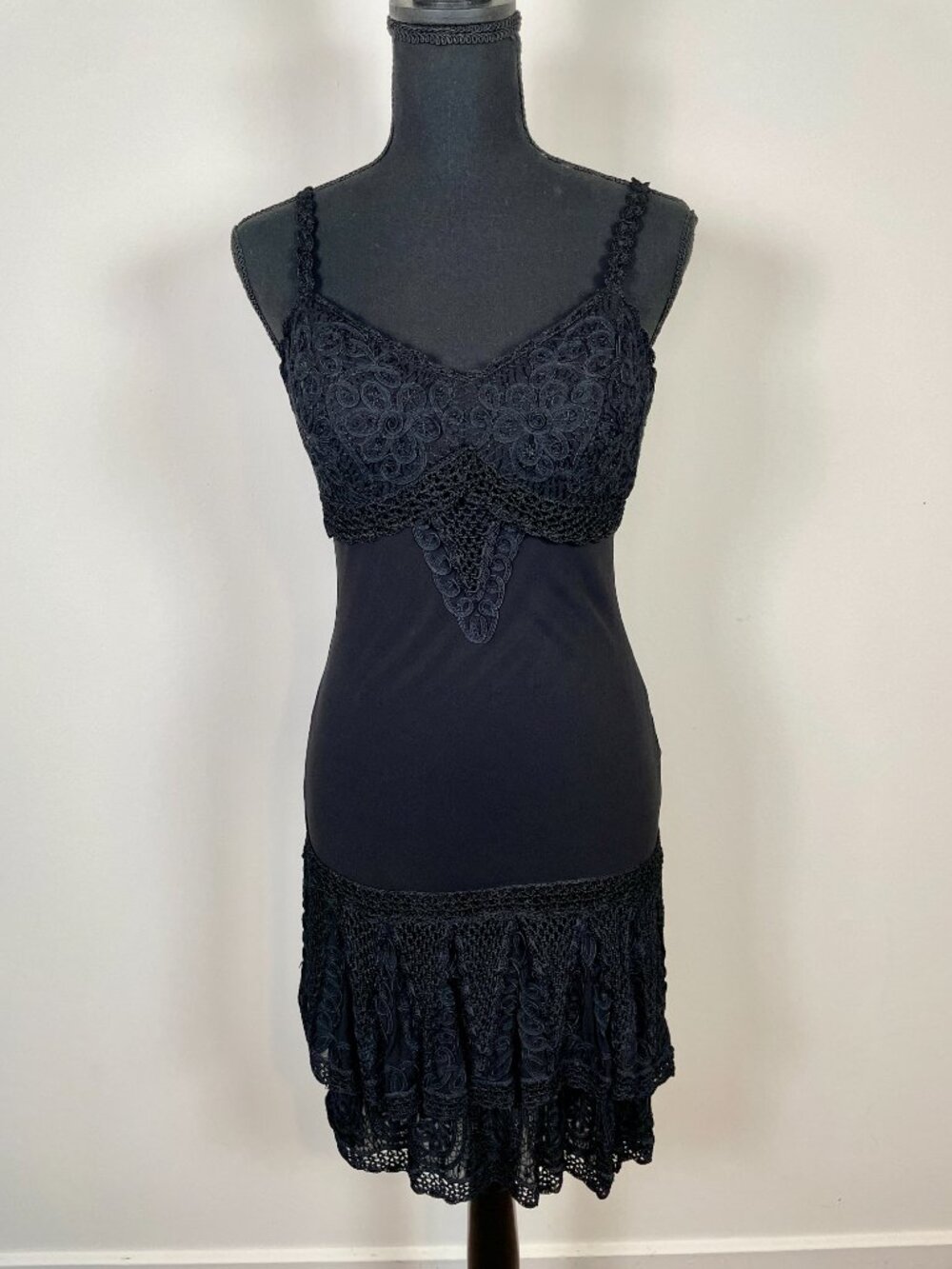 CACHE Vintage Black 100% Silk Slip dress, Size 8